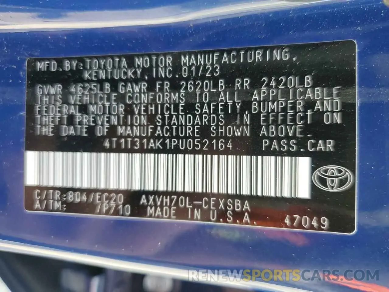 12 Photograph of a damaged car 4T1T31AK1PU052164 TOYOTA CAMRY 2023