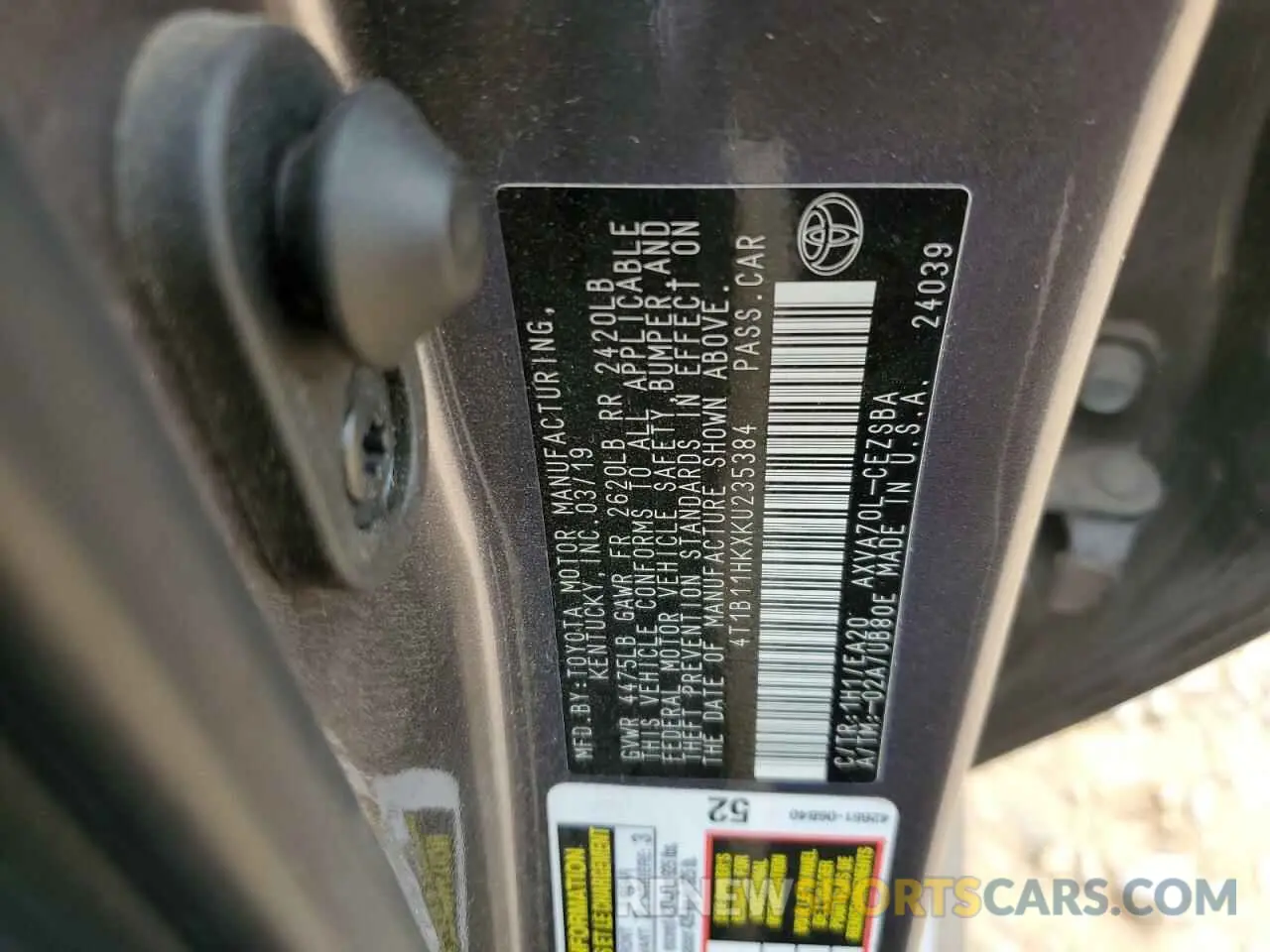 13 Photograph of a damaged car 4T1B11HKXKU235384 TOYOTA CAMRY 2024