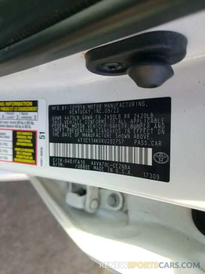 12 Photograph of a damaged car 4T1C11AK0RU202757 TOYOTA CAMRY 2024