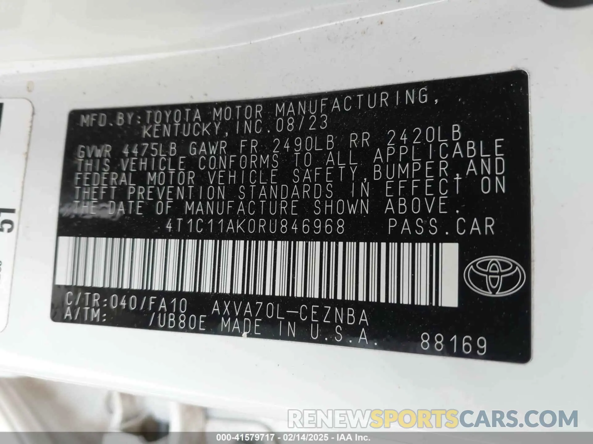 9 Photograph of a damaged car 4T1C11AK0RU846968 TOYOTA CAMRY 2024