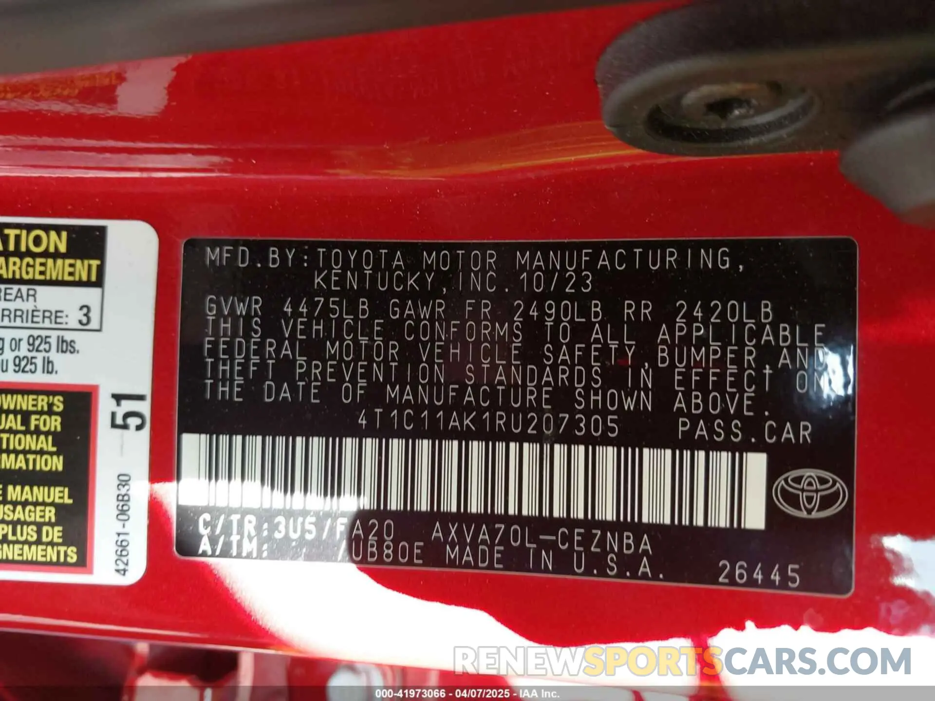 9 Photograph of a damaged car 4T1C11AK1RU207305 TOYOTA CAMRY 2024
