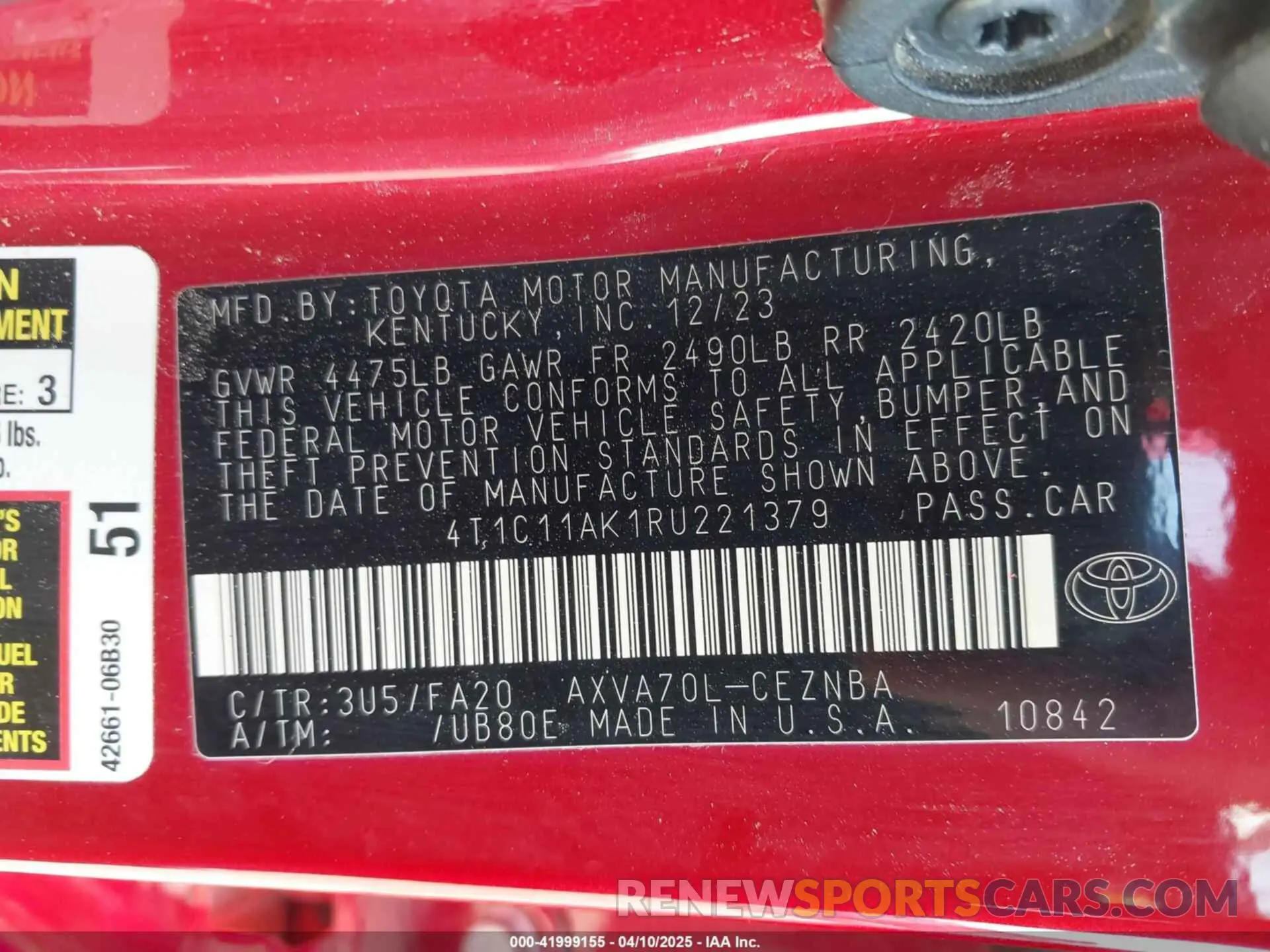 9 Photograph of a damaged car 4T1C11AK1RU221379 TOYOTA CAMRY 2024