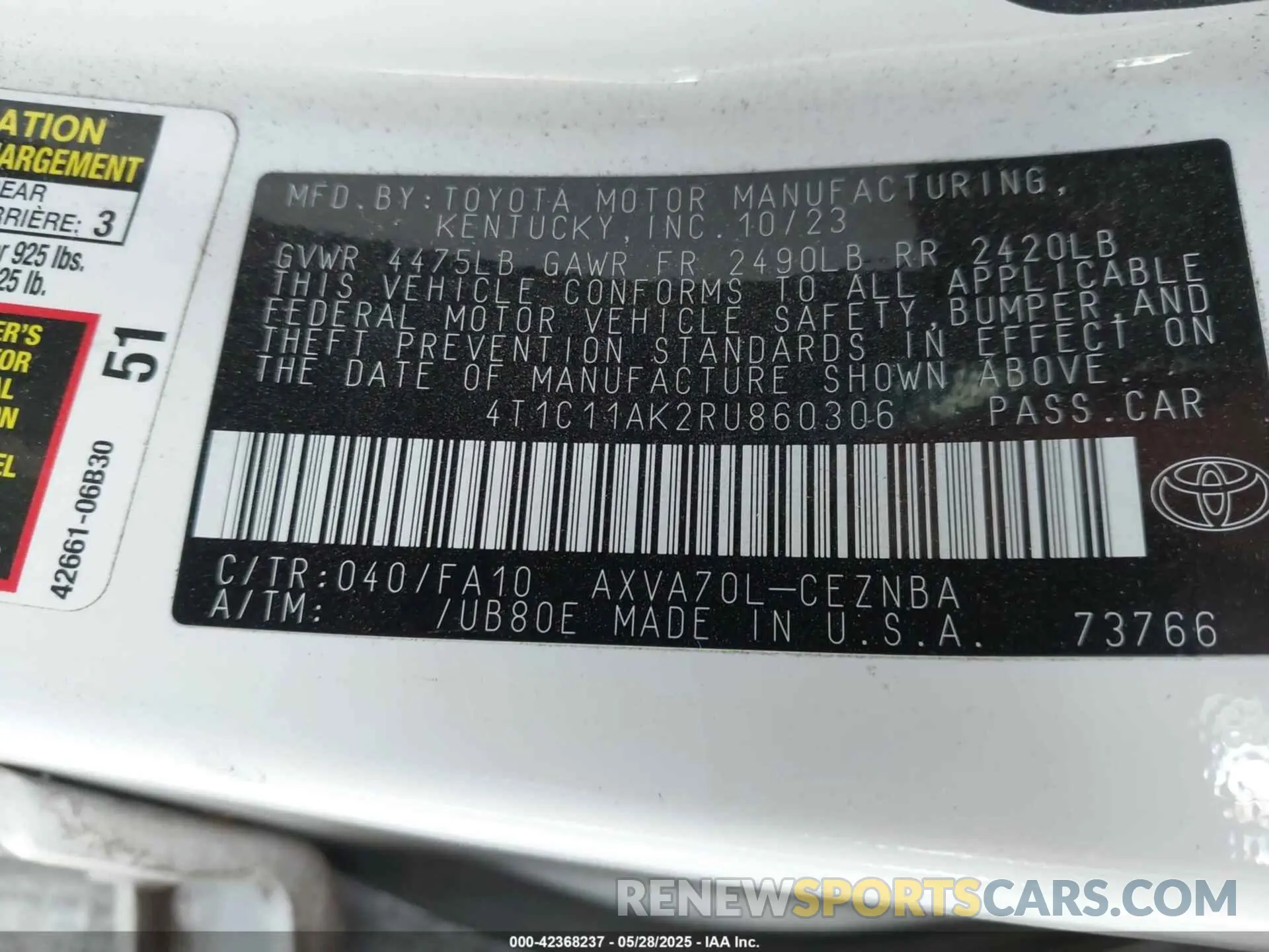 9 Photograph of a damaged car 4T1C11AK2RU860306 TOYOTA CAMRY 2024