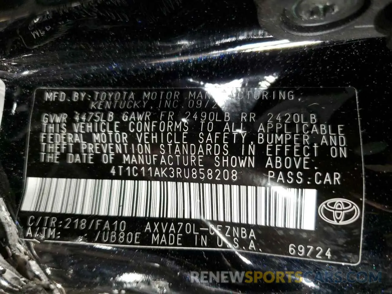 12 Photograph of a damaged car 4T1C11AK3RU858208 TOYOTA CAMRY 2024