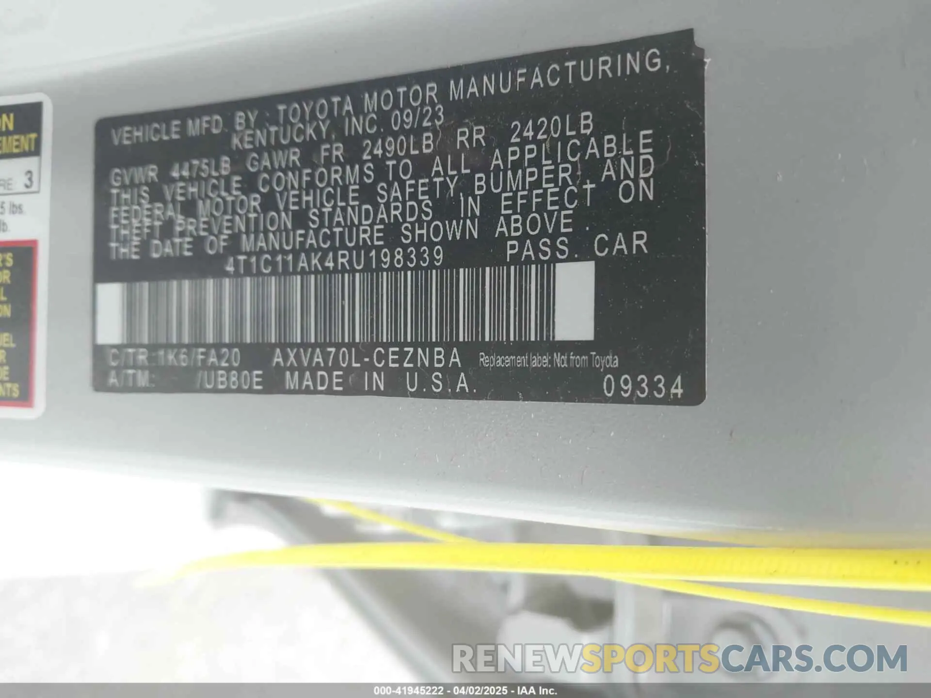 9 Photograph of a damaged car 4T1C11AK4RU198339 TOYOTA CAMRY 2024