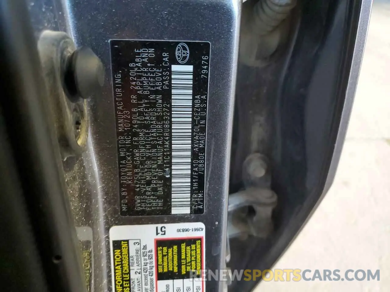 12 Photograph of a damaged car 4T1C11AK4RU863272 TOYOTA CAMRY 2024