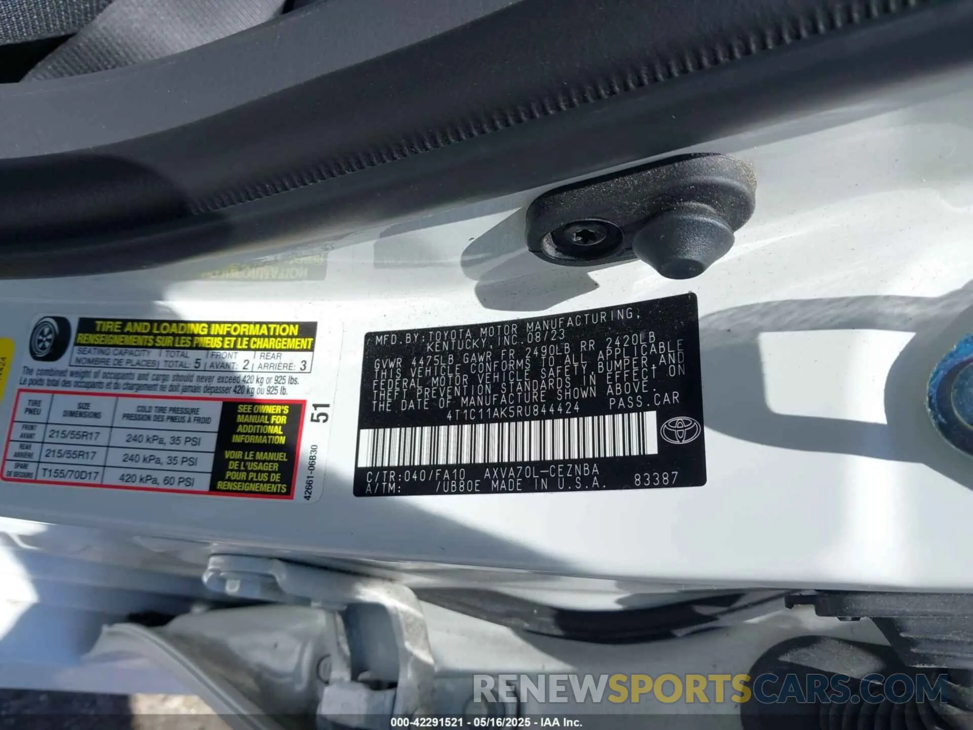 9 Photograph of a damaged car 4T1C11AK5RU844424 TOYOTA CAMRY 2024
