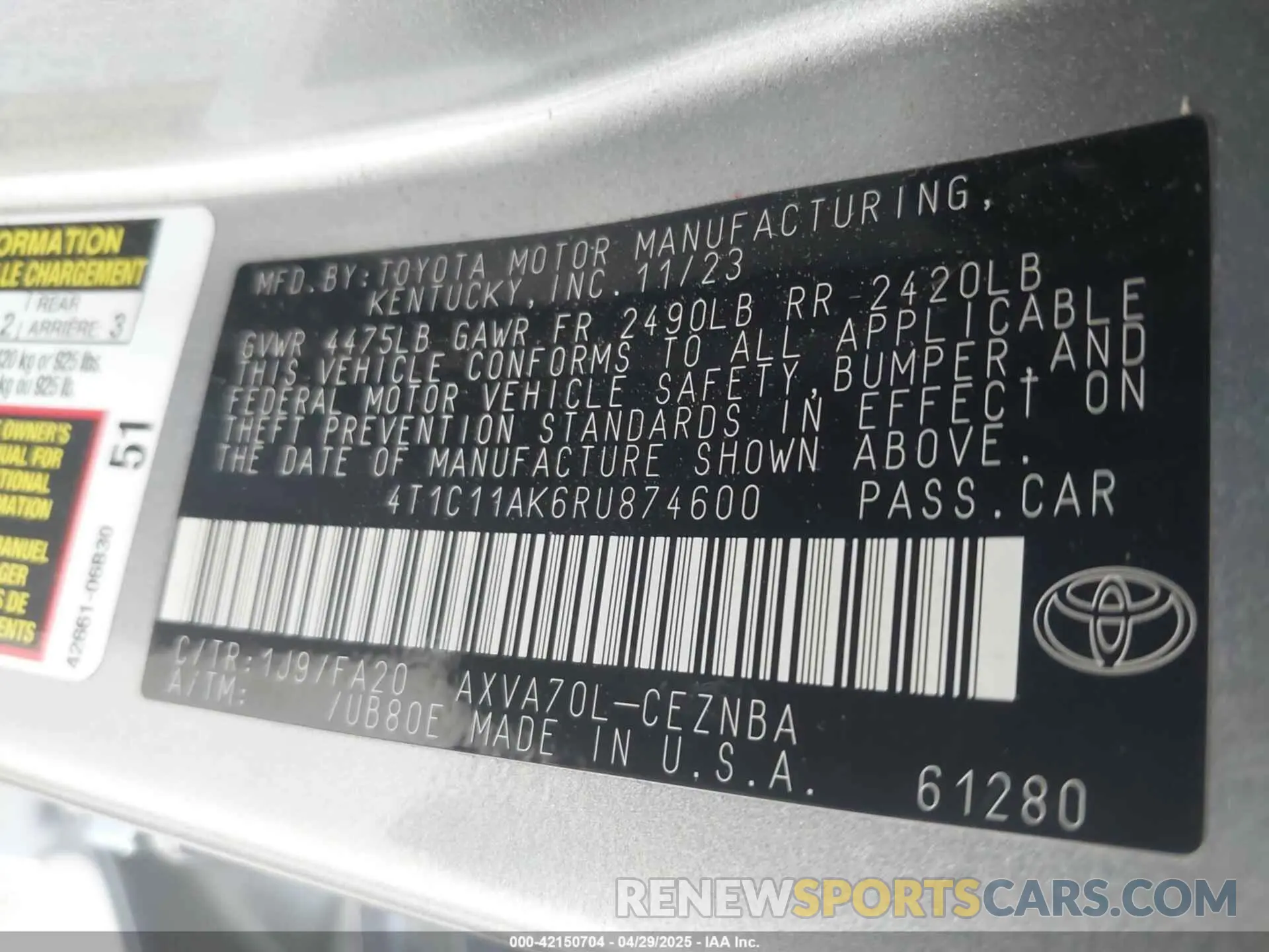 9 Photograph of a damaged car 4T1C11AK6RU874600 TOYOTA CAMRY 2024