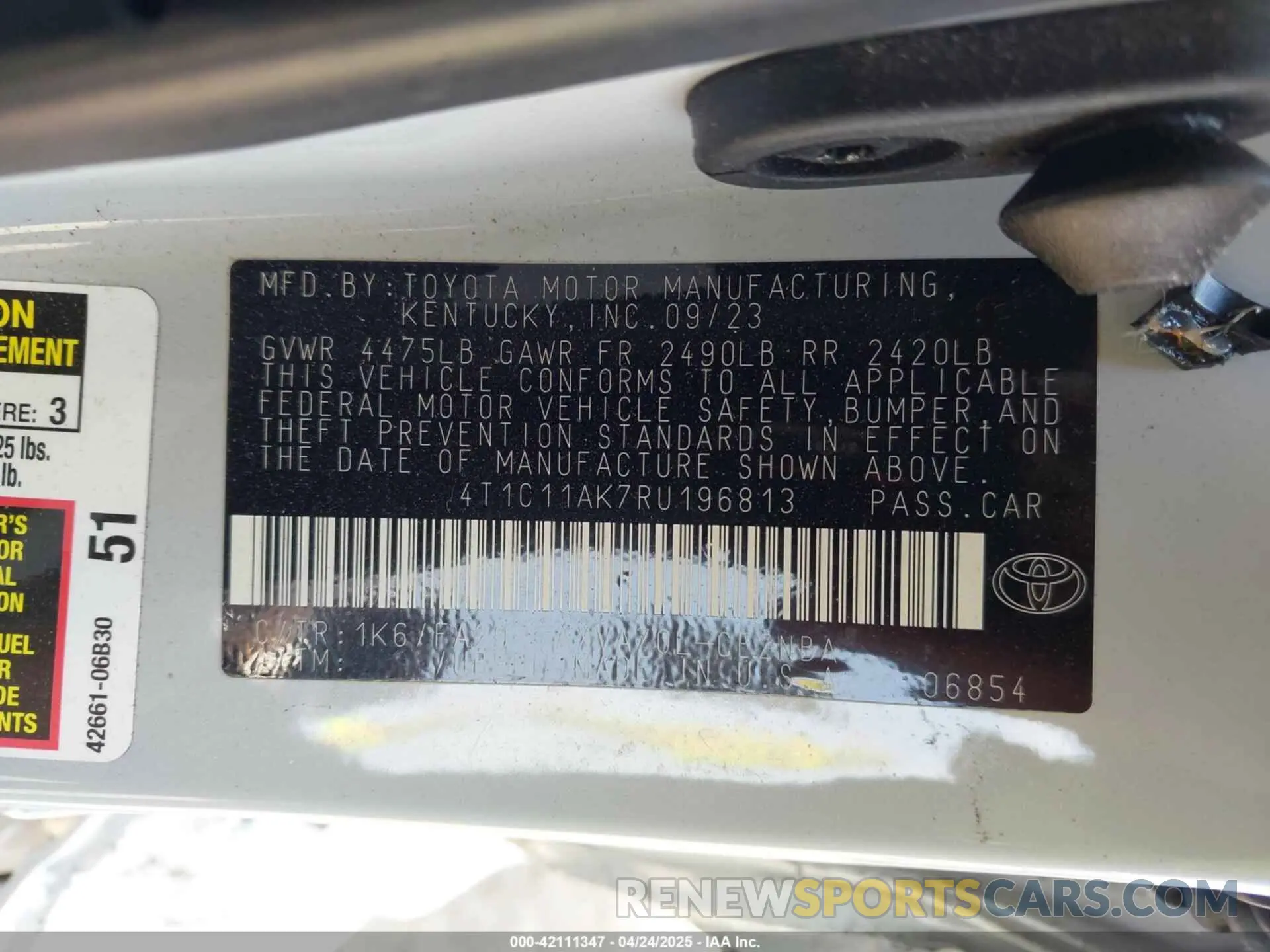 9 Photograph of a damaged car 4T1C11AK7RU196813 TOYOTA CAMRY 2024