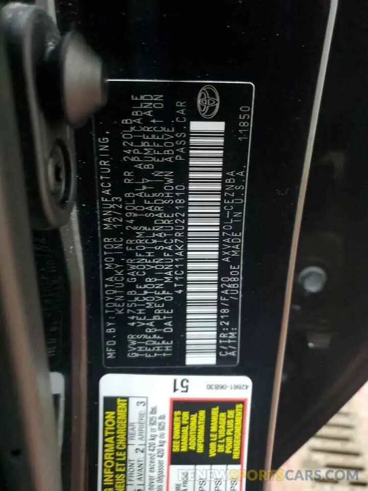 13 Photograph of a damaged car 4T1C11AK7RU221810 TOYOTA CAMRY 2024