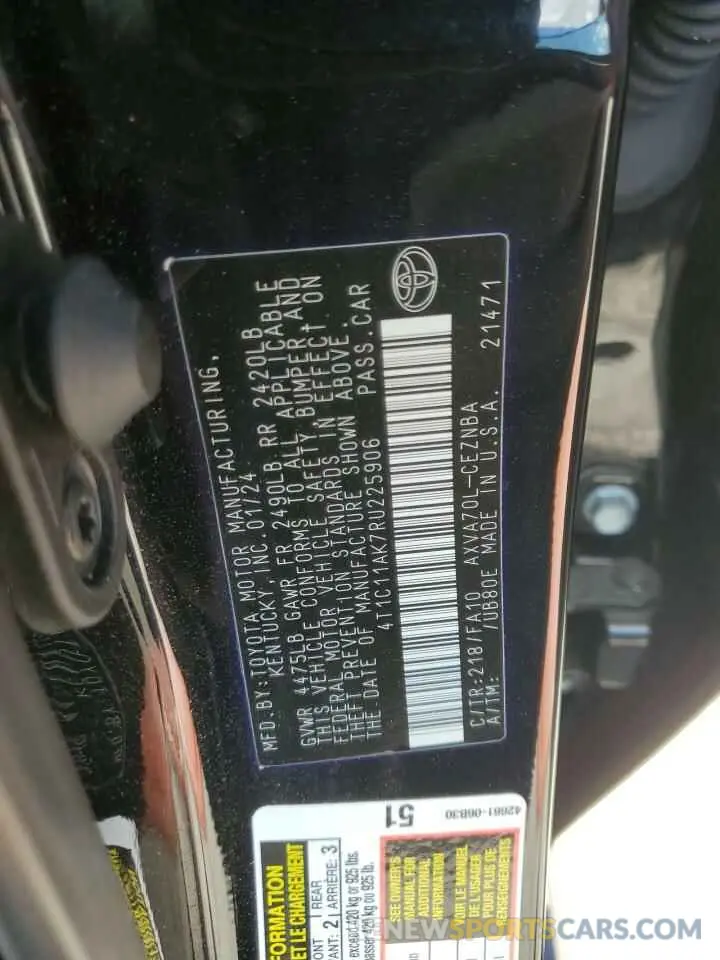 12 Photograph of a damaged car 4T1C11AK7RU225906 TOYOTA CAMRY 2024