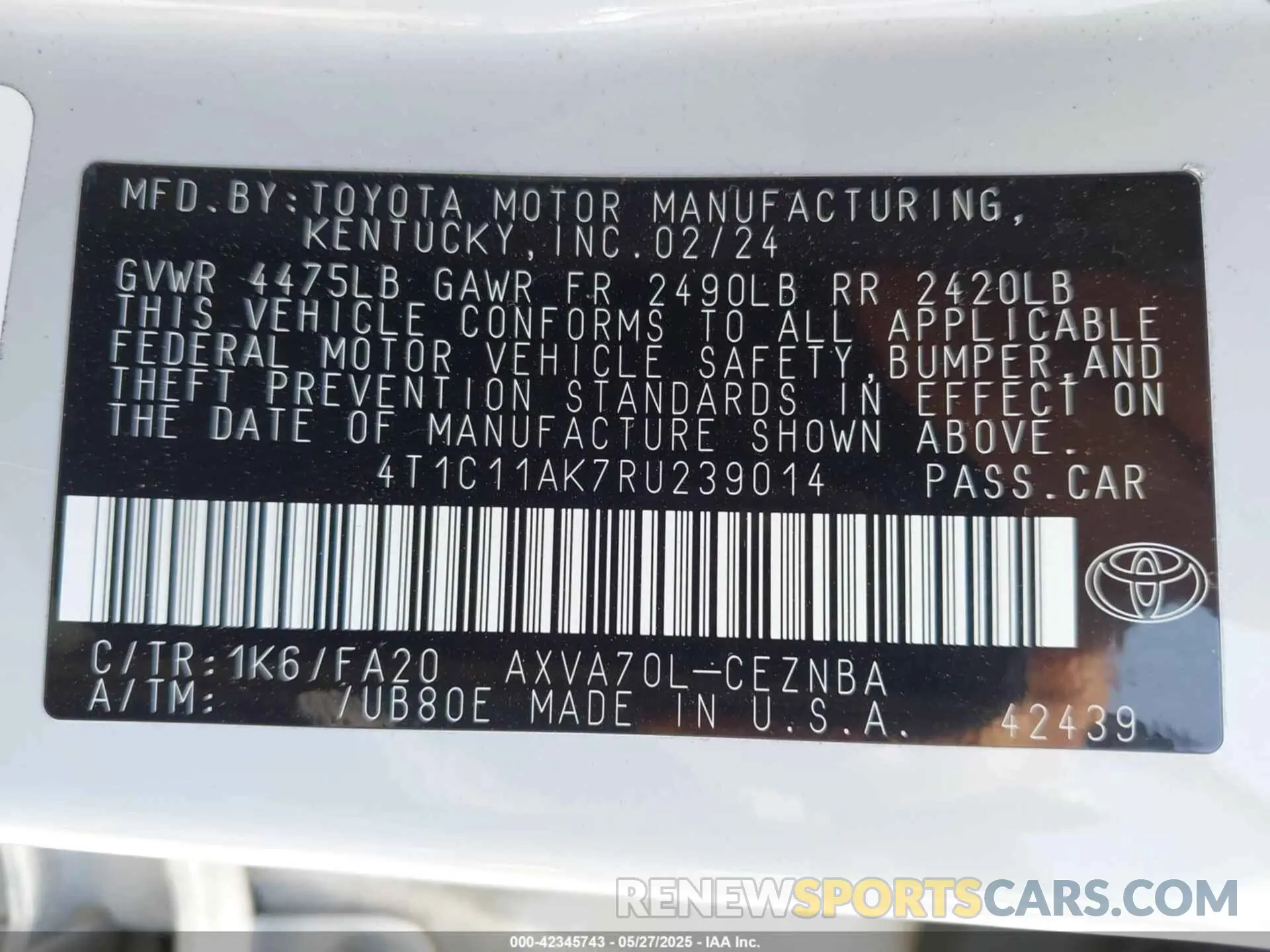 9 Photograph of a damaged car 4T1C11AK7RU239014 TOYOTA CAMRY 2024