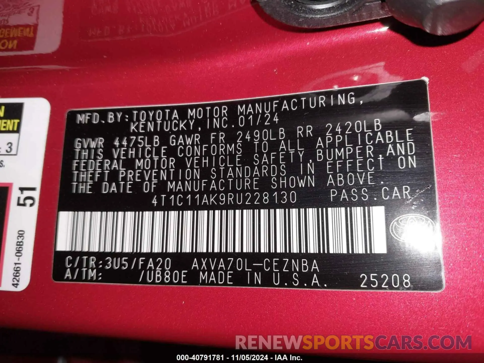 9 Photograph of a damaged car 4T1C11AK9RU228130 TOYOTA CAMRY 2024
