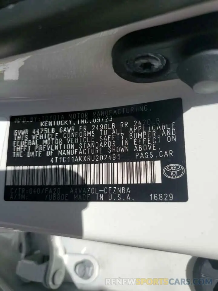 13 Photograph of a damaged car 4T1C11AKXRU202491 TOYOTA CAMRY 2024
