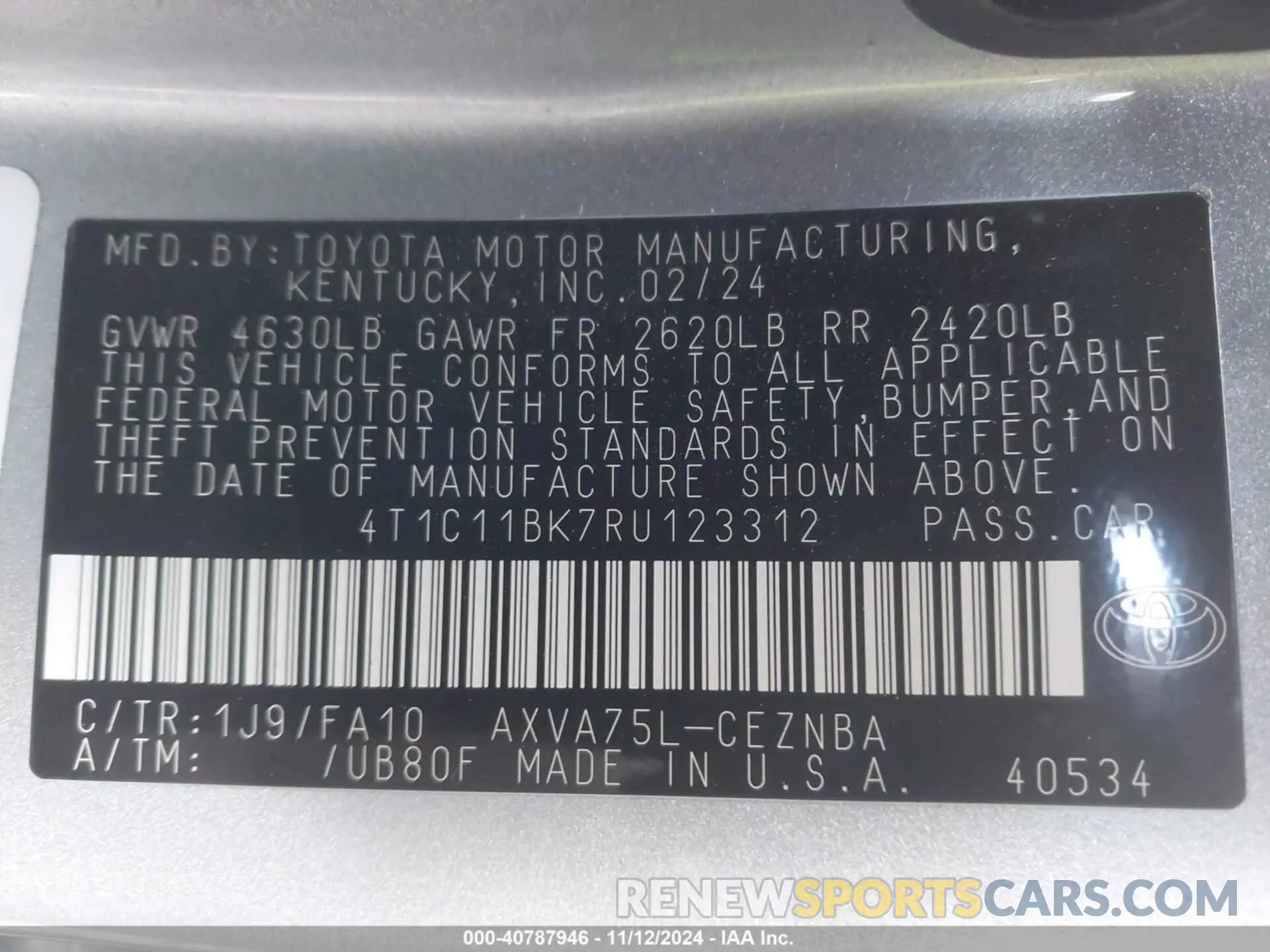 9 Photograph of a damaged car 4T1C11BK7RU123312 TOYOTA CAMRY 2024