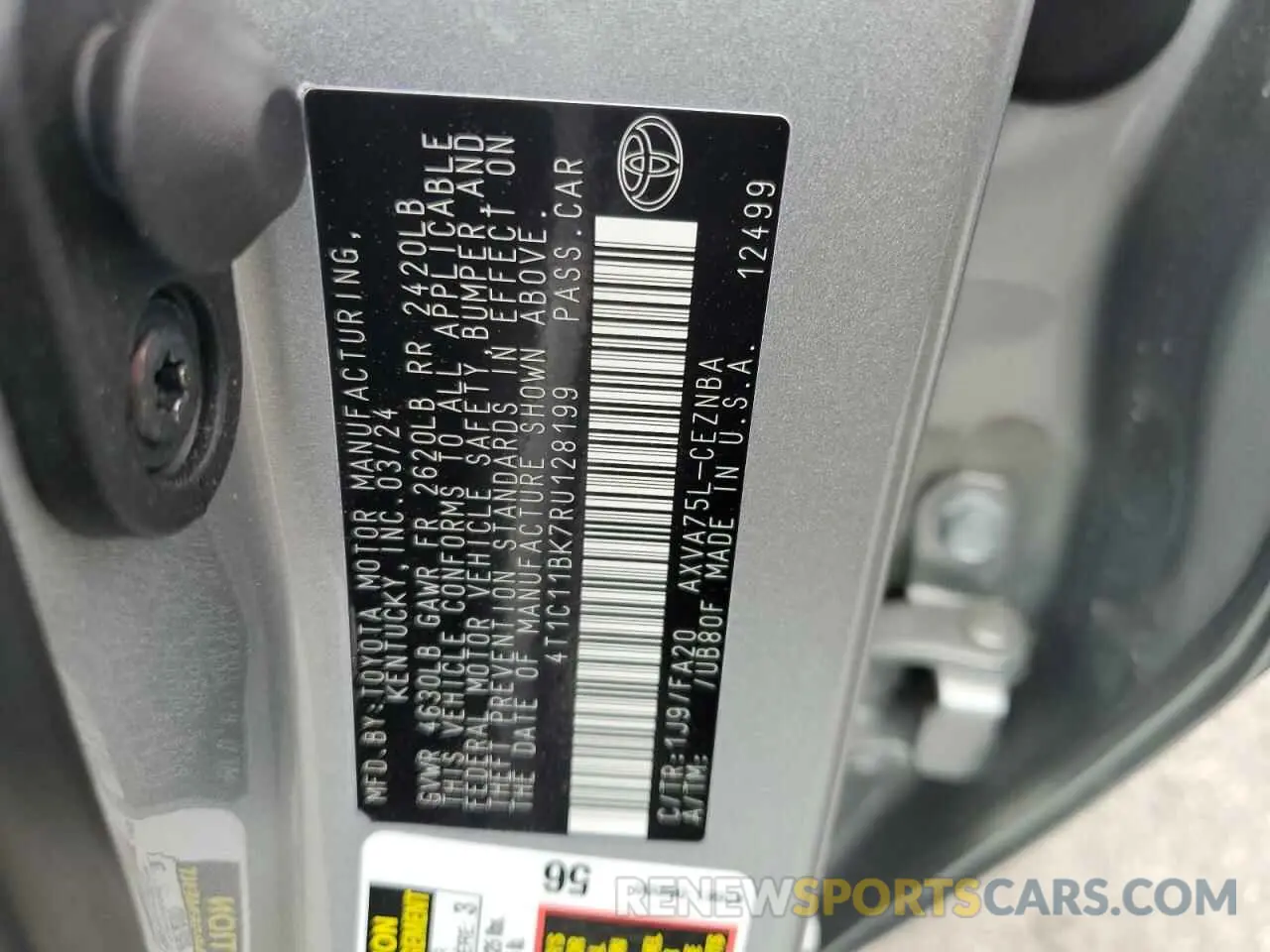 12 Photograph of a damaged car 4T1C11BK7RU128199 TOYOTA CAMRY 2024