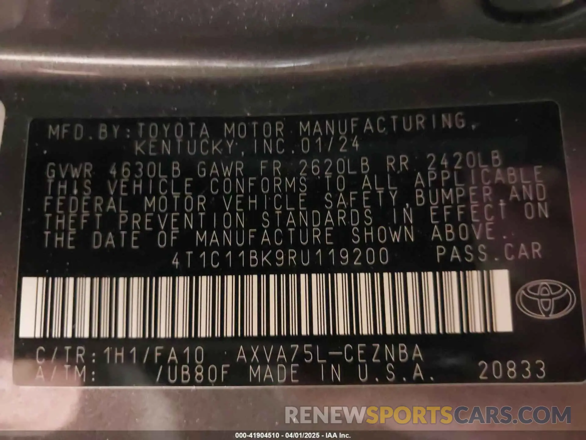 9 Photograph of a damaged car 4T1C11BK9RU119200 TOYOTA CAMRY 2024