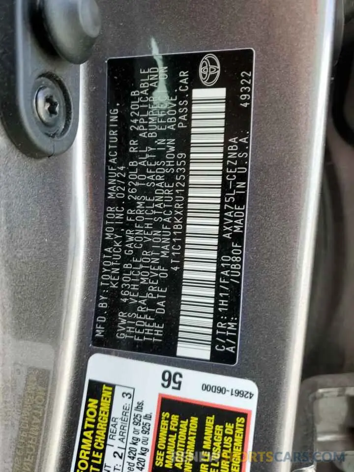 15 Photograph of a damaged car 4T1C11BKXRU125359 TOYOTA CAMRY 2024