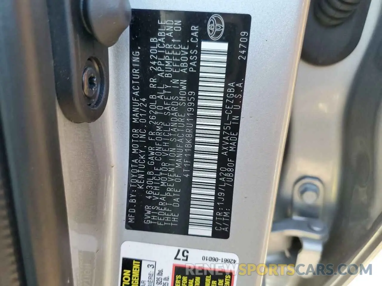 12 Photograph of a damaged car 4T1F11BK8RU119959 TOYOTA CAMRY 2024