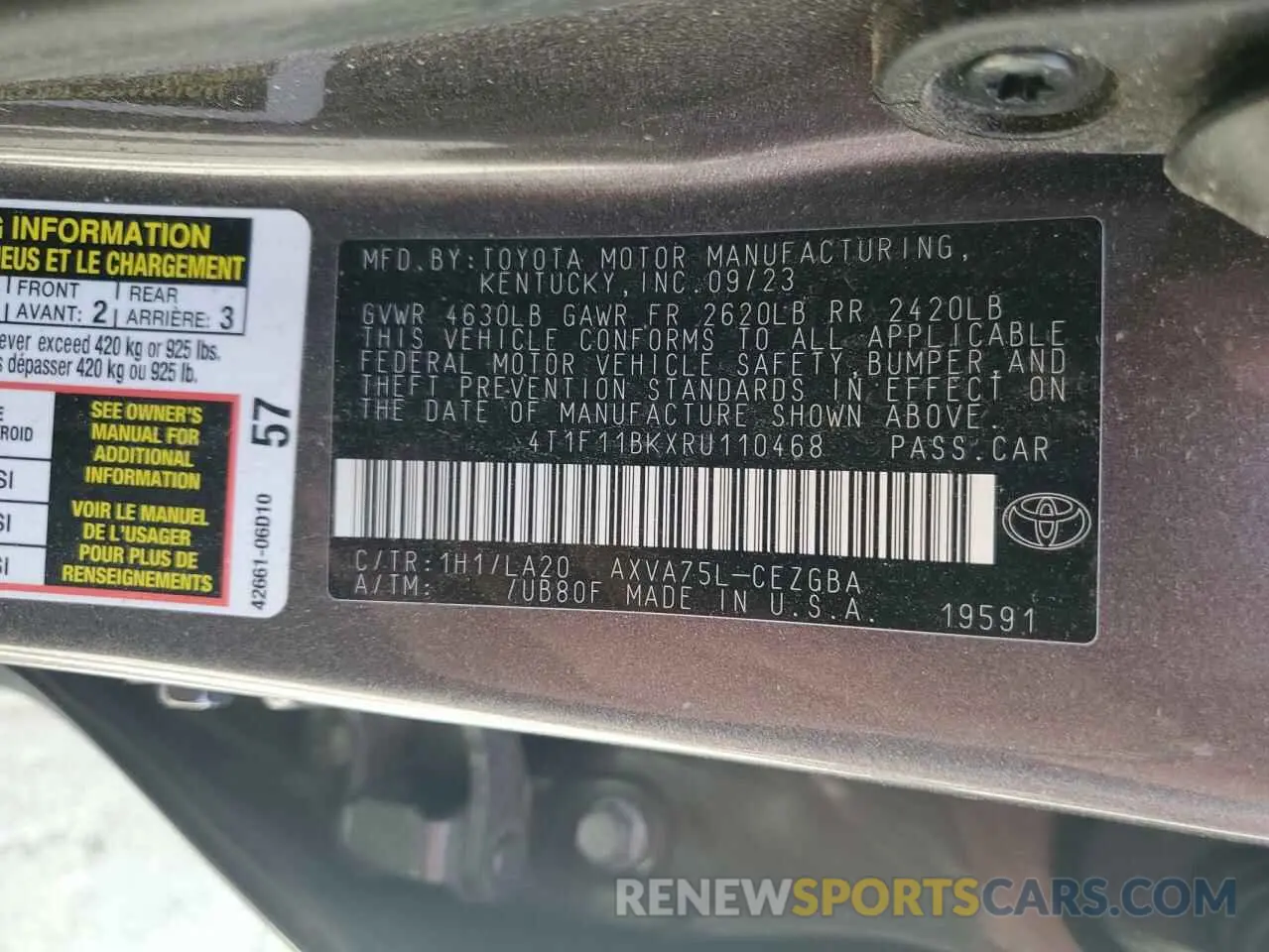 12 Photograph of a damaged car 4T1F11BKXRU110468 TOYOTA CAMRY 2024