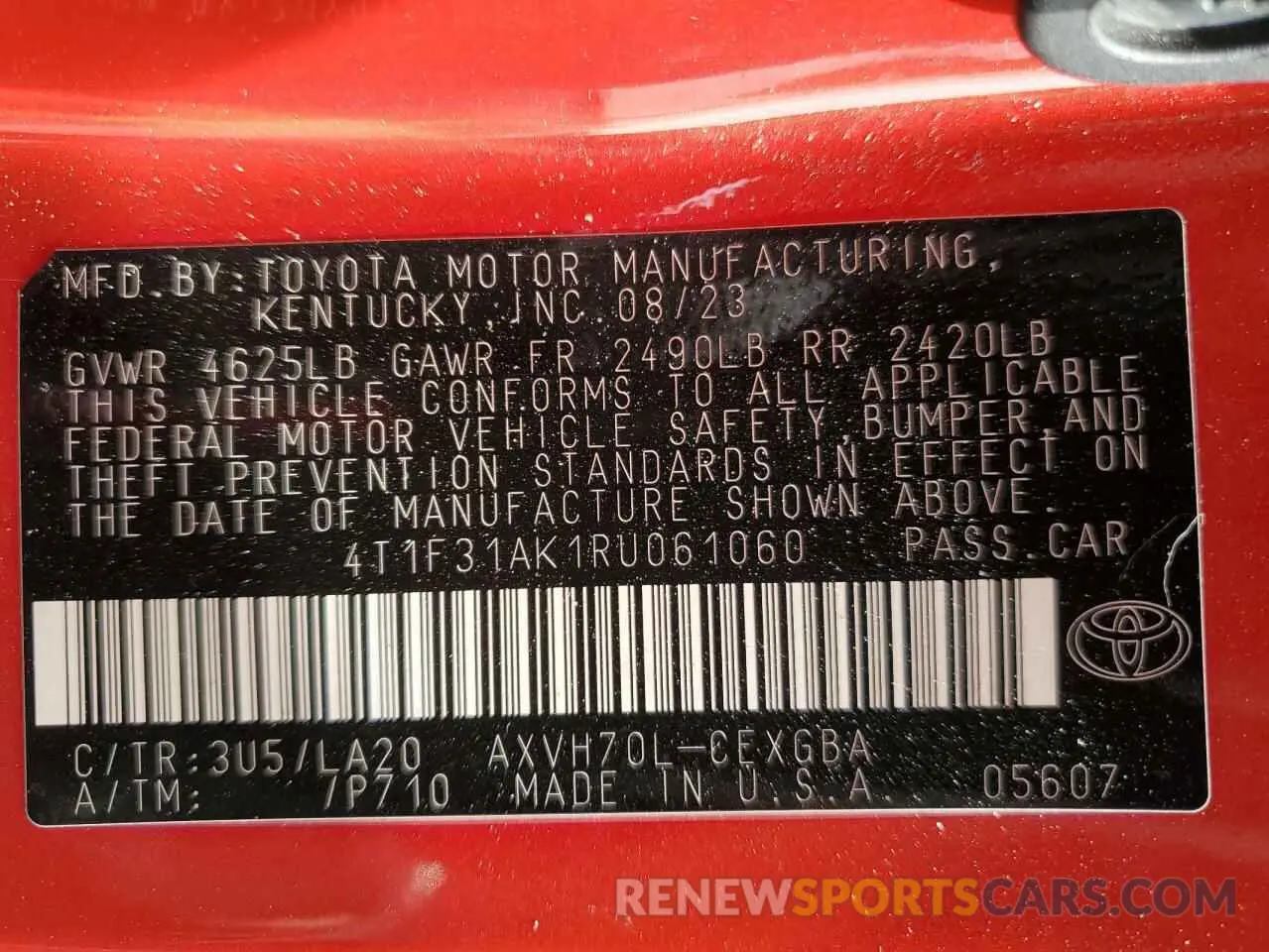 14 Photograph of a damaged car 4T1F31AK1RU061060 TOYOTA CAMRY 2024