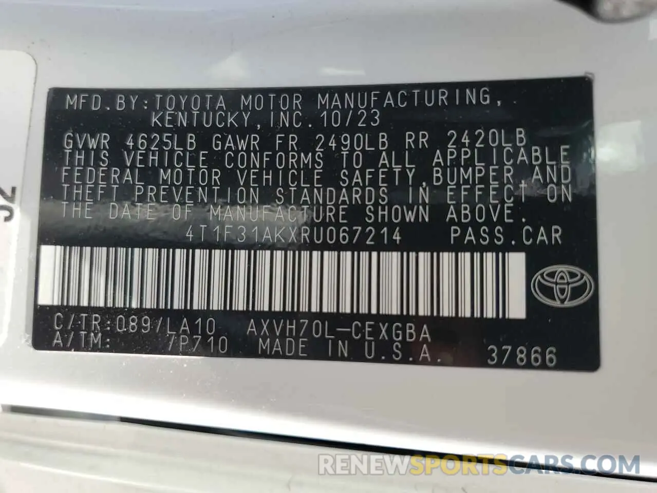 15 Photograph of a damaged car 4T1F31AKXRU067214 TOYOTA CAMRY 2024
