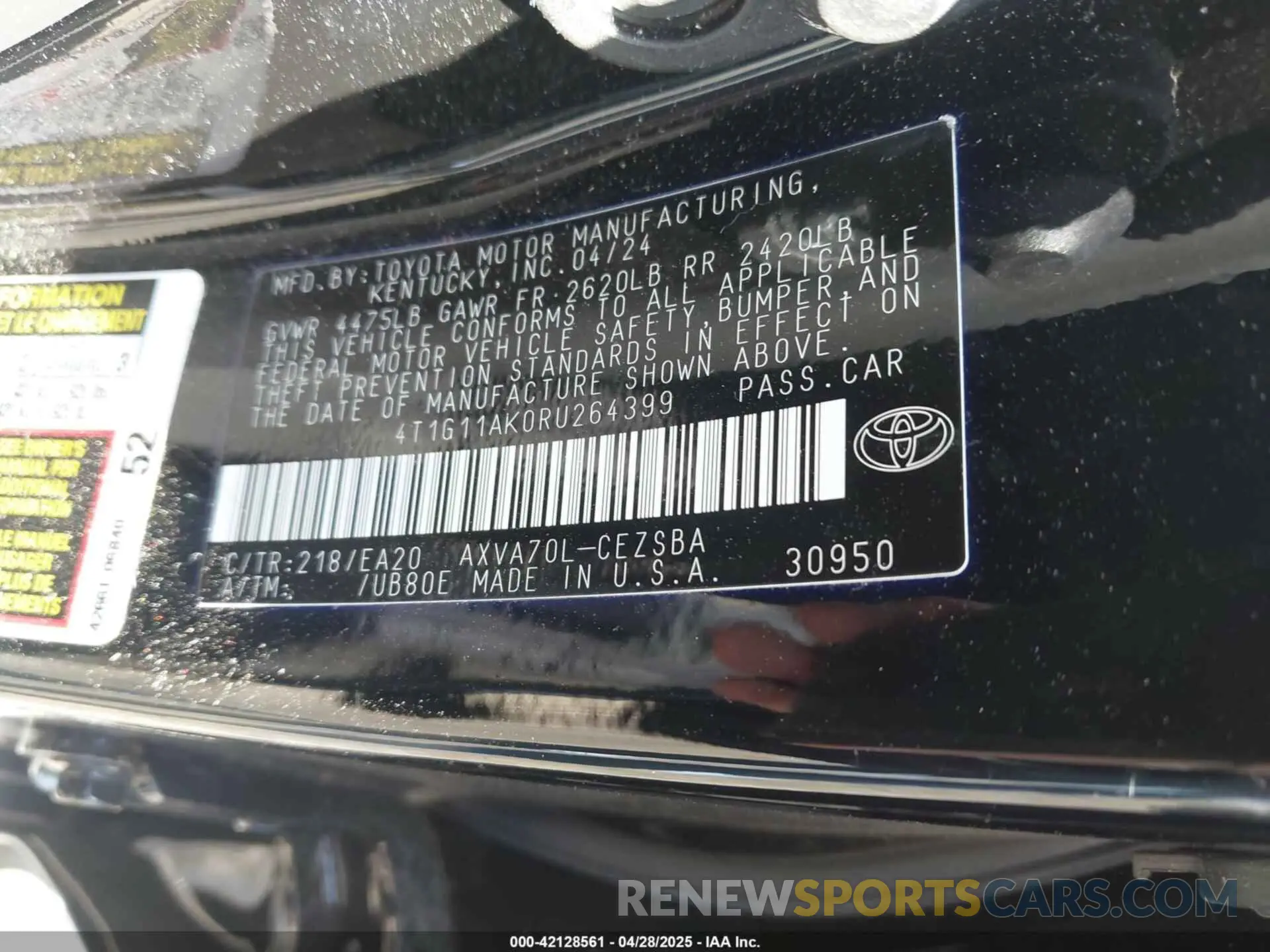 9 Photograph of a damaged car 4T1G11AK0RU264399 TOYOTA CAMRY 2024
