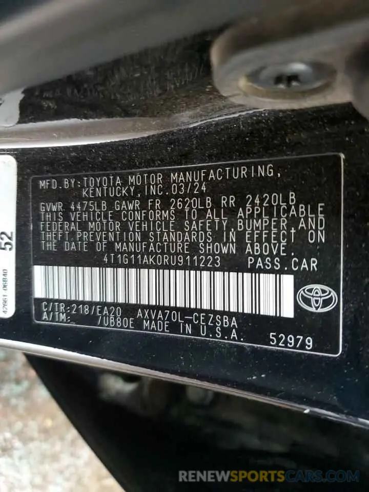 13 Photograph of a damaged car 4T1G11AK0RU911223 TOYOTA CAMRY 2024
