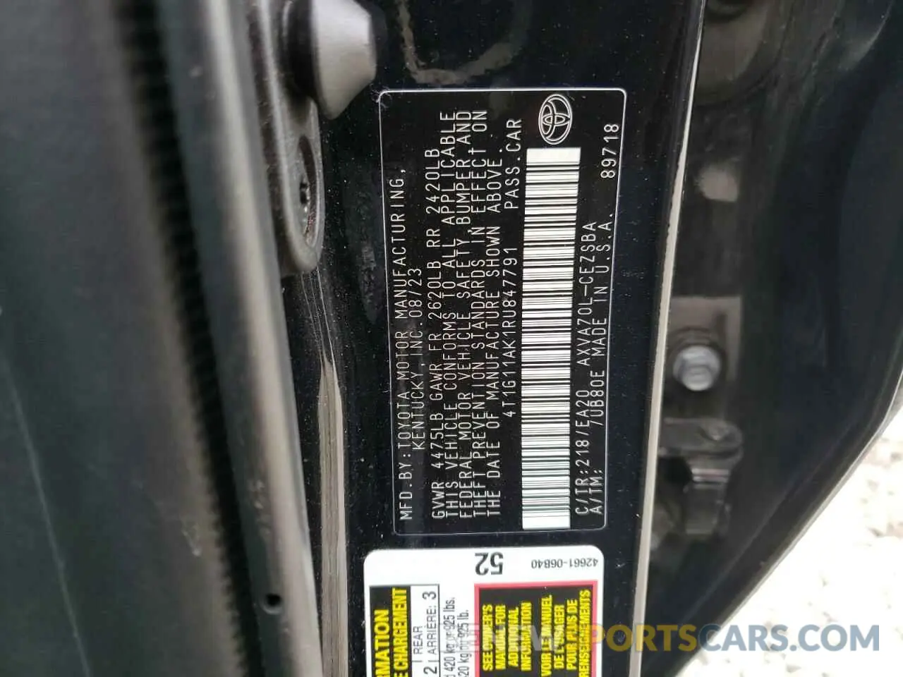 13 Photograph of a damaged car 4T1G11AK1RU847791 TOYOTA CAMRY 2024
