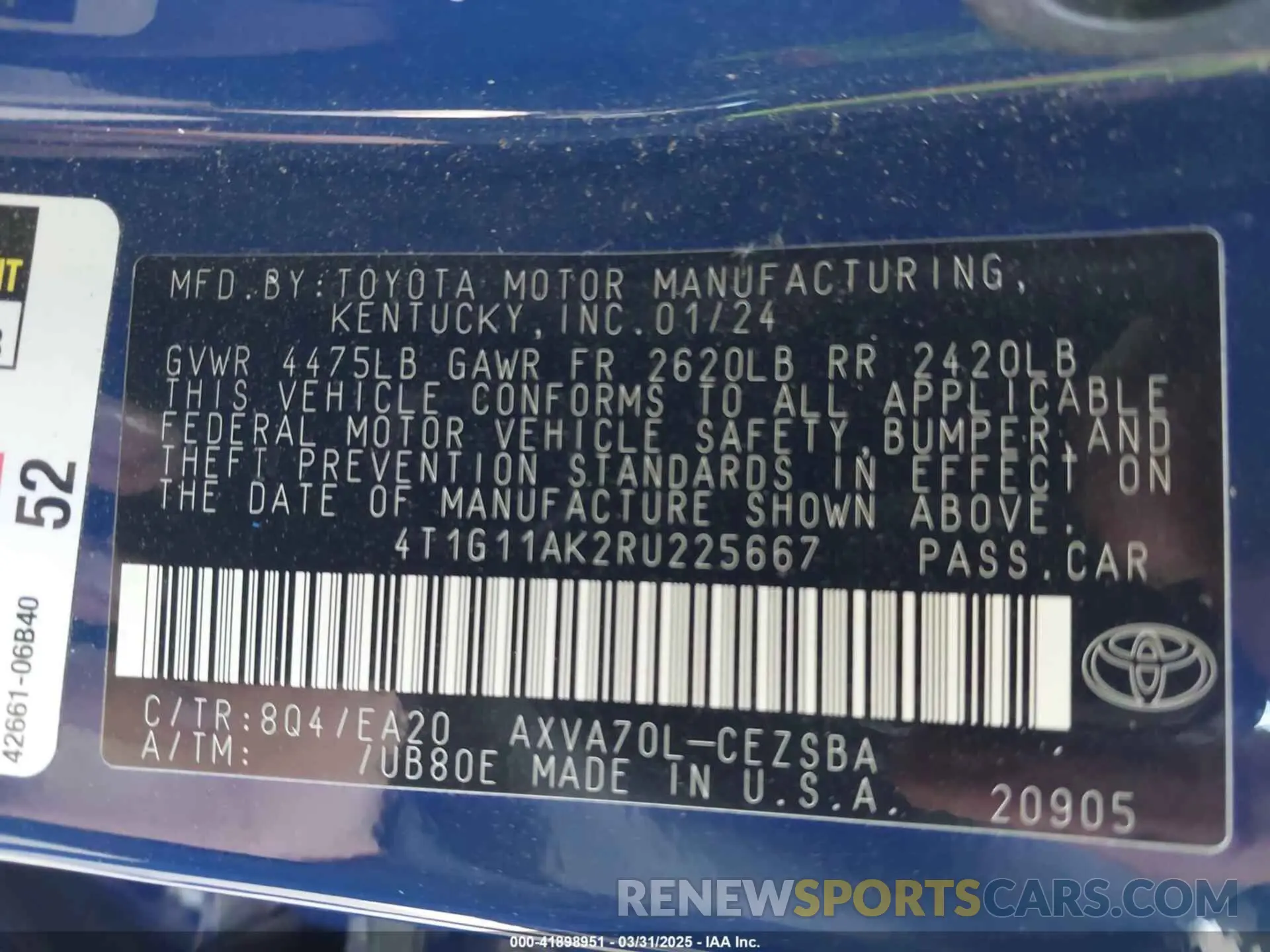 9 Photograph of a damaged car 4T1G11AK2RU225667 TOYOTA CAMRY 2024