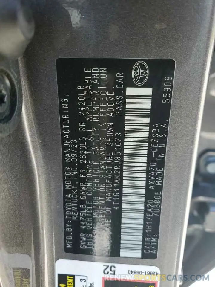 12 Photograph of a damaged car 4T1G11AK2RU851073 TOYOTA CAMRY 2024