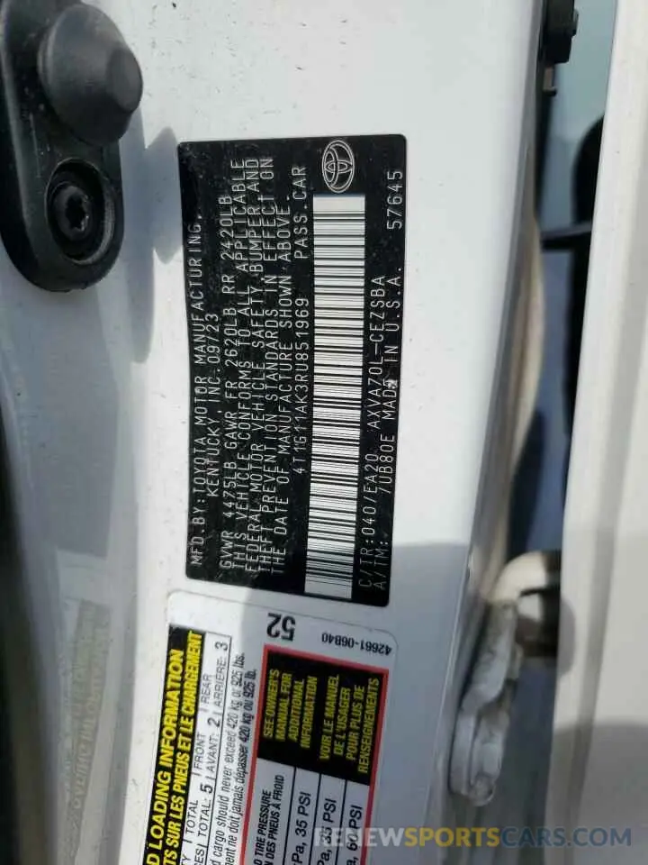 12 Photograph of a damaged car 4T1G11AK3RU851969 TOYOTA CAMRY 2024