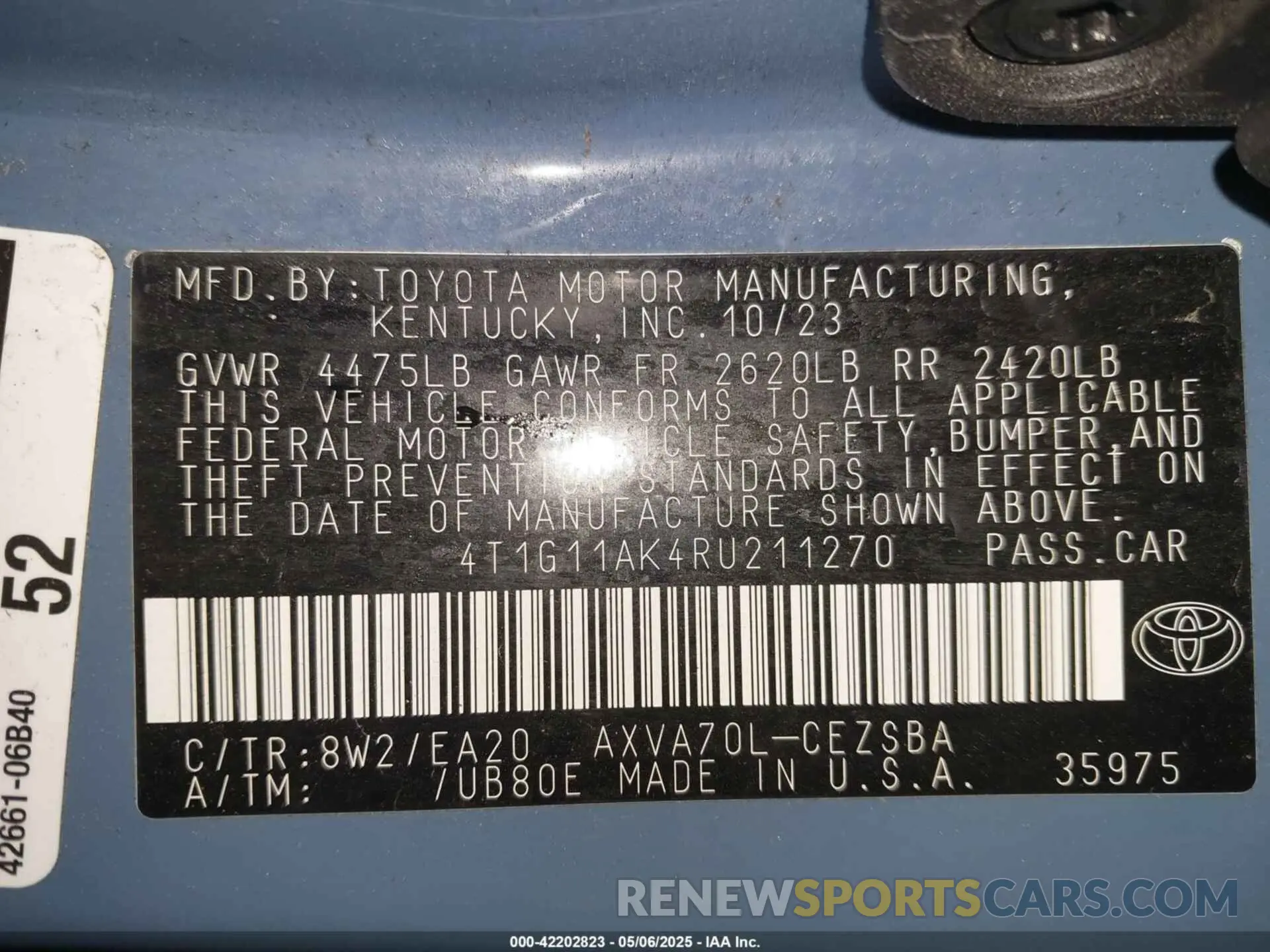 9 Photograph of a damaged car 4T1G11AK4RU211270 TOYOTA CAMRY 2024