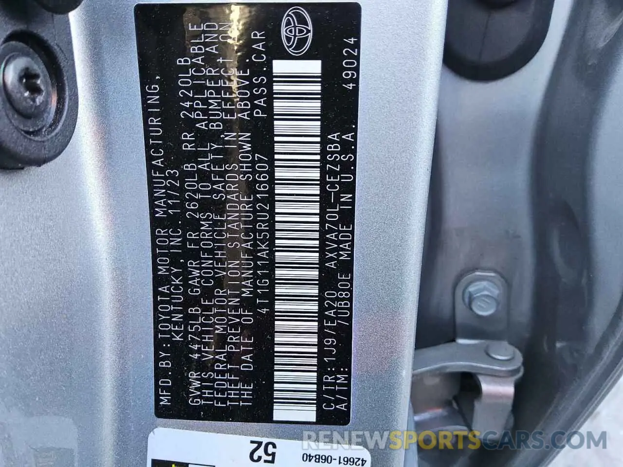 12 Photograph of a damaged car 4T1G11AK5RU216607 TOYOTA CAMRY 2024
