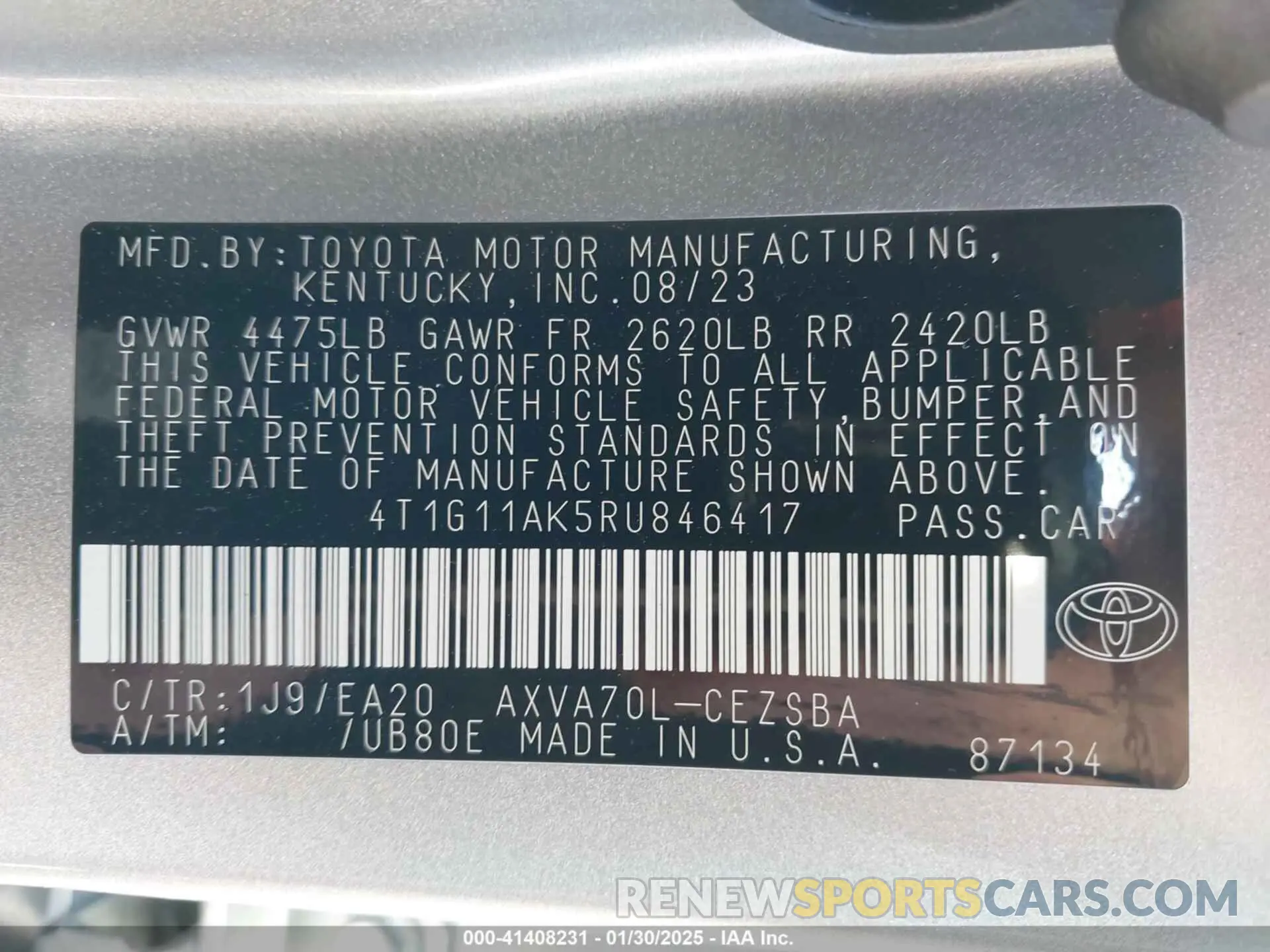 9 Photograph of a damaged car 4T1G11AK5RU846417 TOYOTA CAMRY 2024