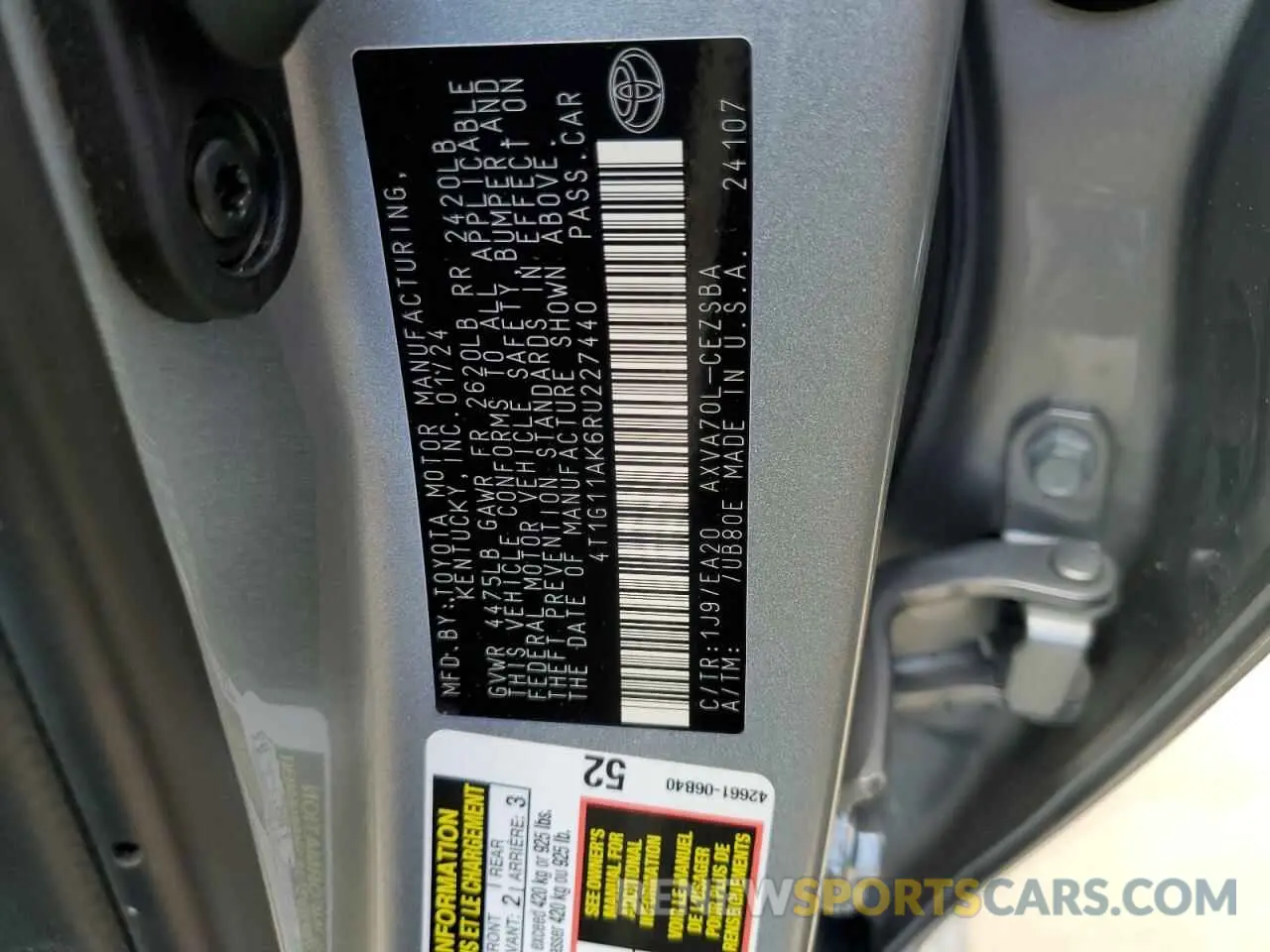 13 Photograph of a damaged car 4T1G11AK6RU227440 TOYOTA CAMRY 2024