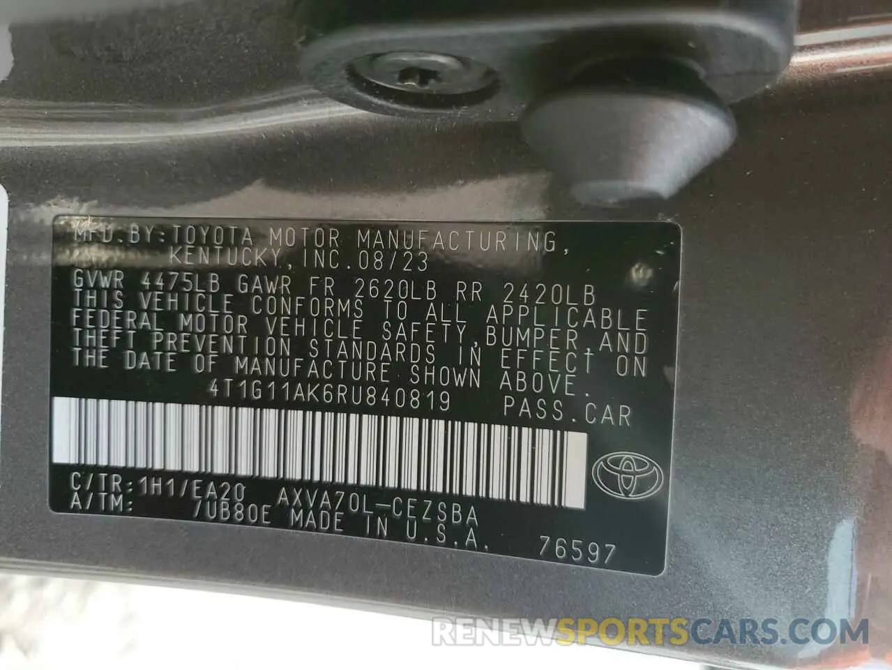 12 Photograph of a damaged car 4T1G11AK6RU840819 TOYOTA CAMRY 2024