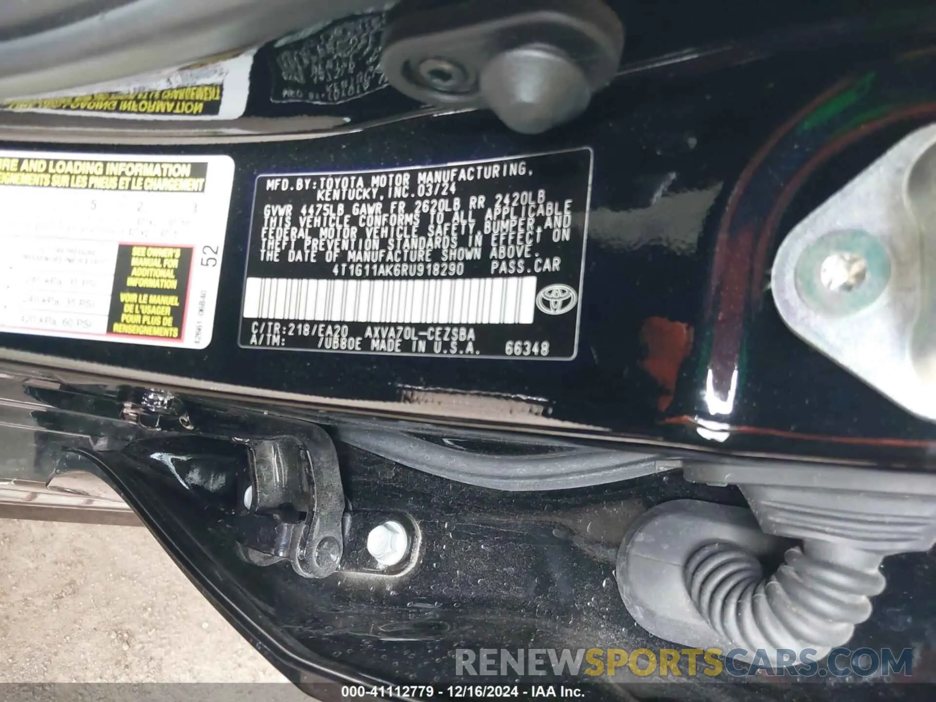 9 Photograph of a damaged car 4T1G11AK6RU918290 TOYOTA CAMRY 2024