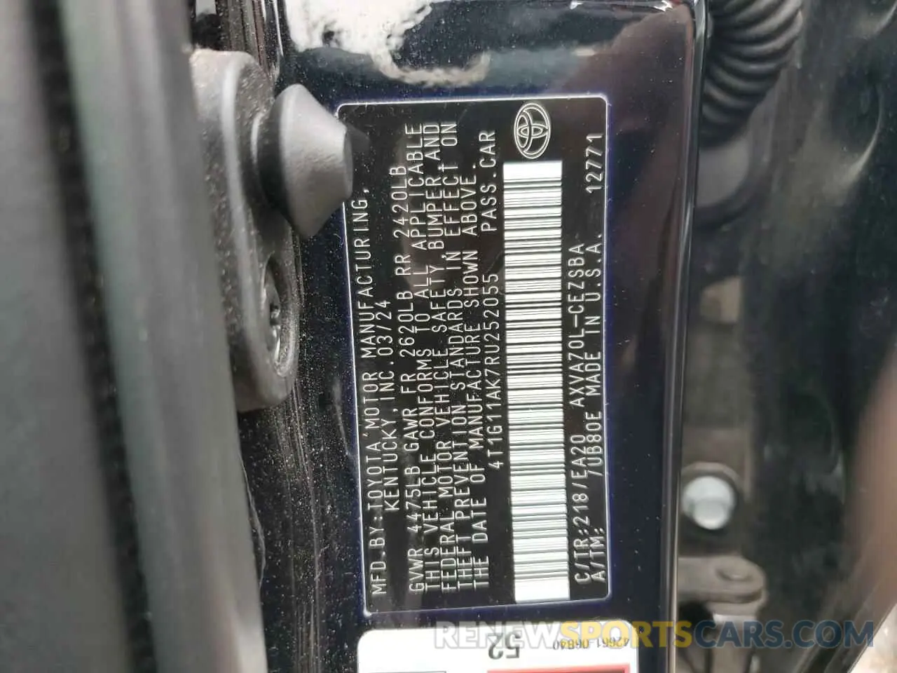 13 Photograph of a damaged car 4T1G11AK7RU252055 TOYOTA CAMRY 2024
