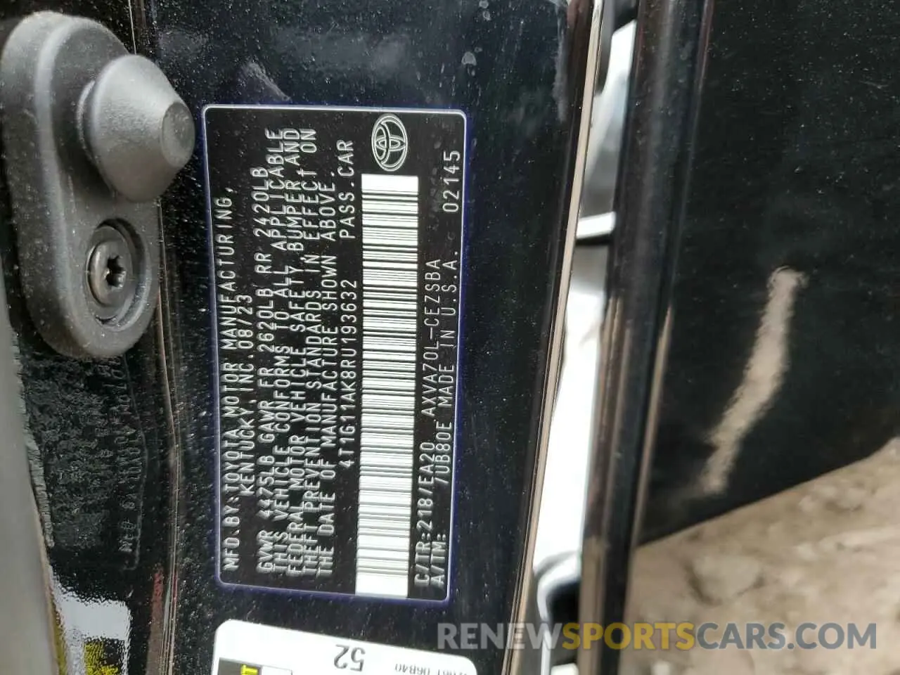 12 Photograph of a damaged car 4T1G11AK8RU193632 TOYOTA CAMRY 2024