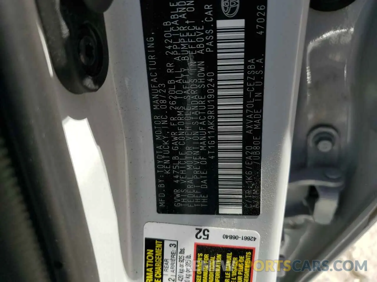 14 Photograph of a damaged car 4T1G11AK9RU190240 TOYOTA CAMRY 2024