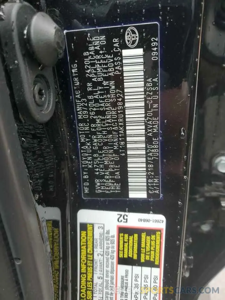 12 Photograph of a damaged car 4T1G11AKXRU198427 TOYOTA CAMRY 2024