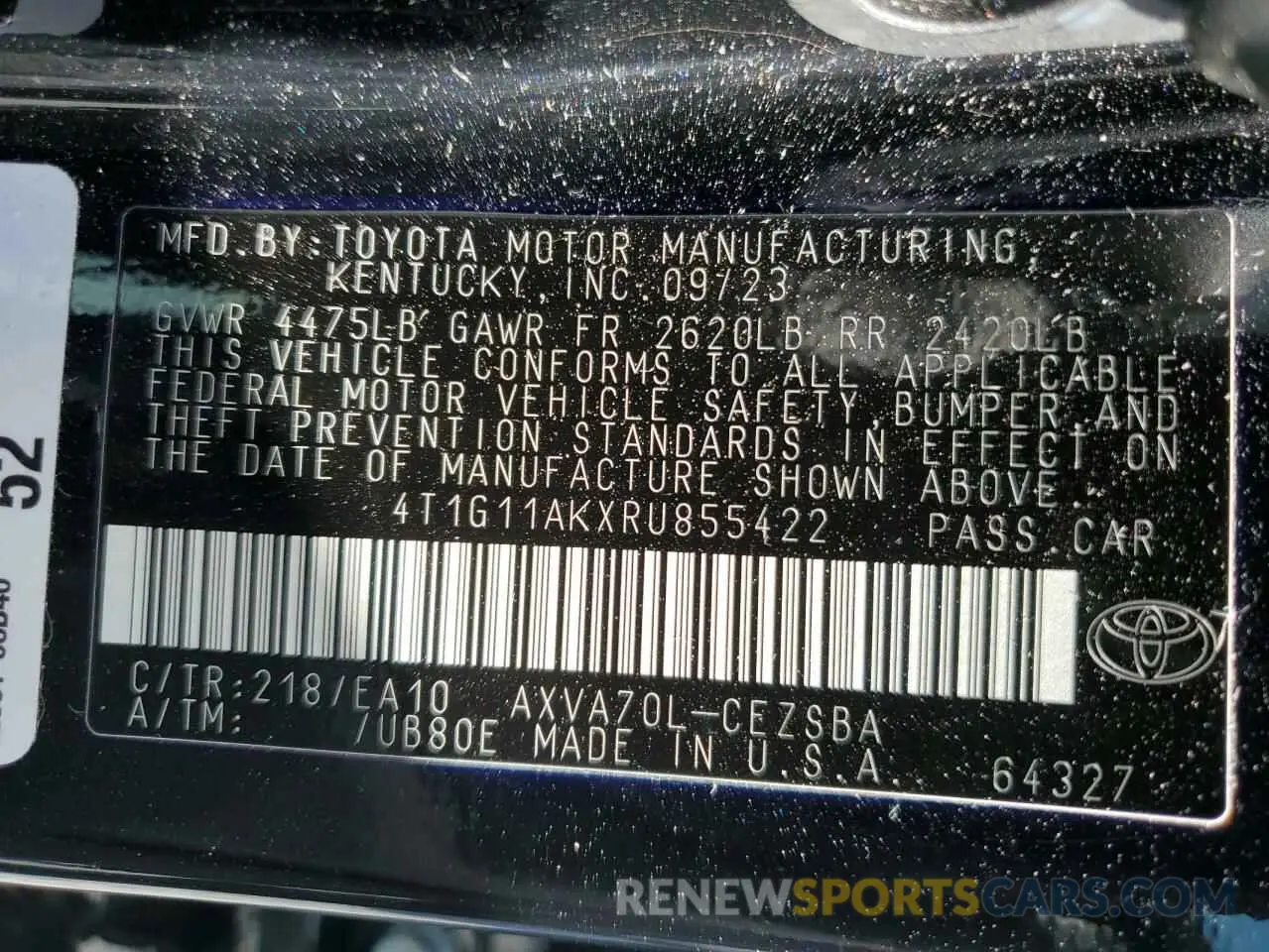 14 Photograph of a damaged car 4T1G11AKXRU855422 TOYOTA CAMRY 2024
