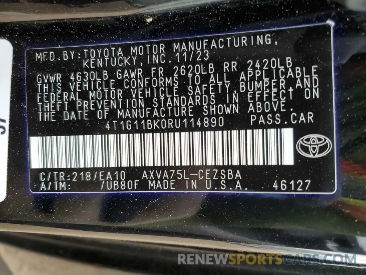 12 Photograph of a damaged car 4T1G11BK0RU114890 TOYOTA CAMRY 2024