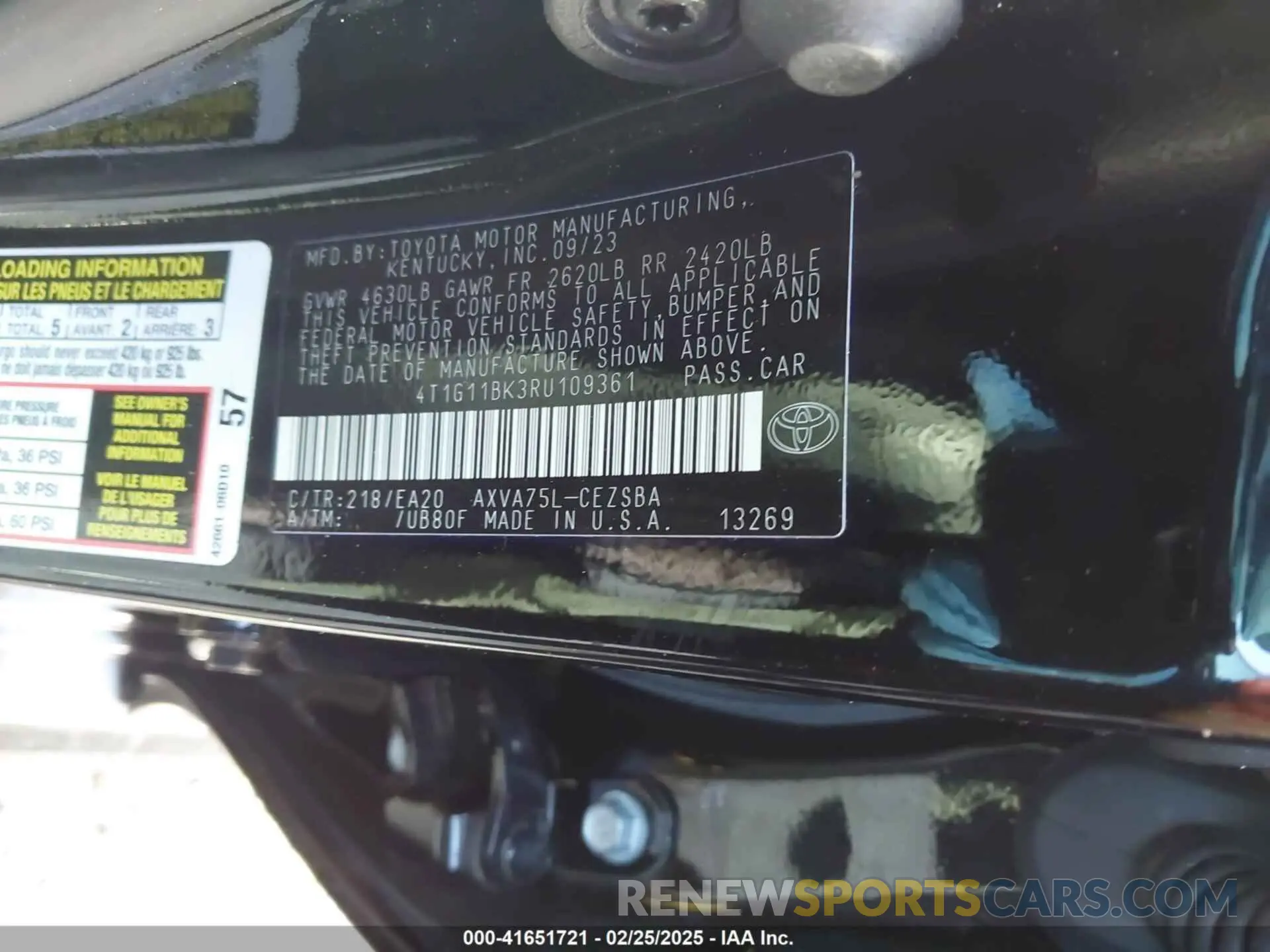9 Photograph of a damaged car 4T1G11BK3RU109361 TOYOTA CAMRY 2024