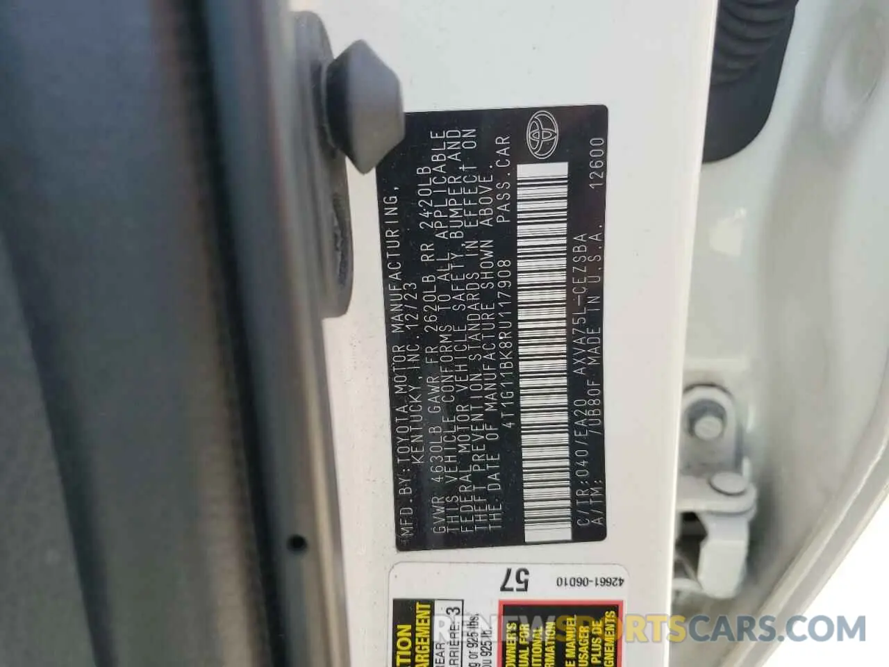 13 Photograph of a damaged car 4T1G11BK8RU117908 TOYOTA CAMRY 2024