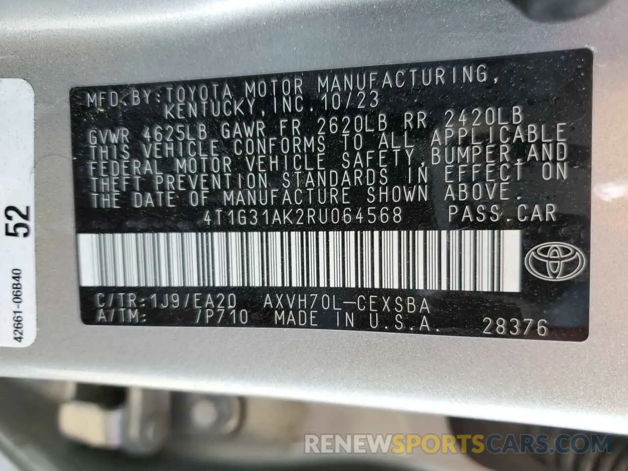 13 Photograph of a damaged car 4T1G31AK2RU064568 TOYOTA CAMRY 2024