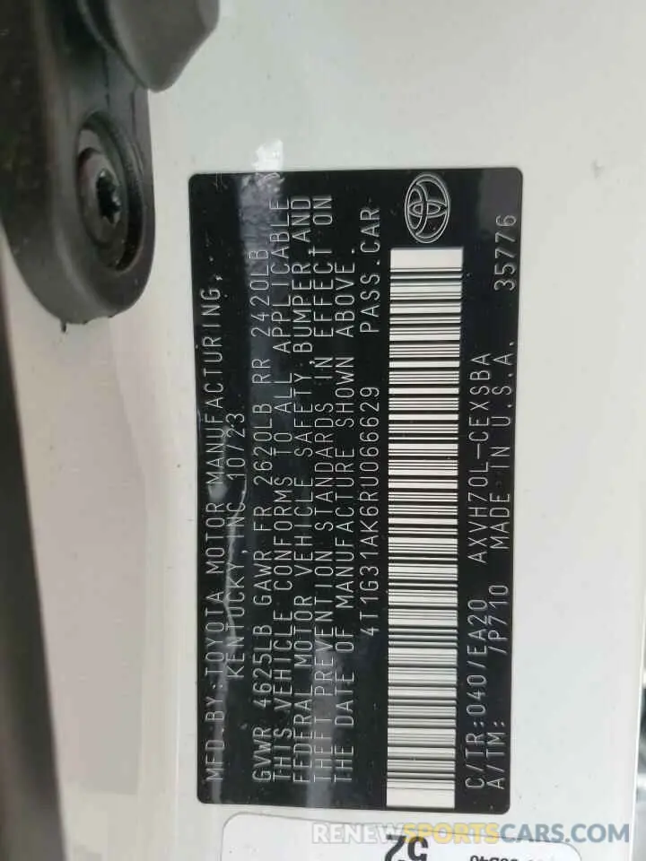 13 Photograph of a damaged car 4T1G31AK6RU066629 TOYOTA CAMRY 2024