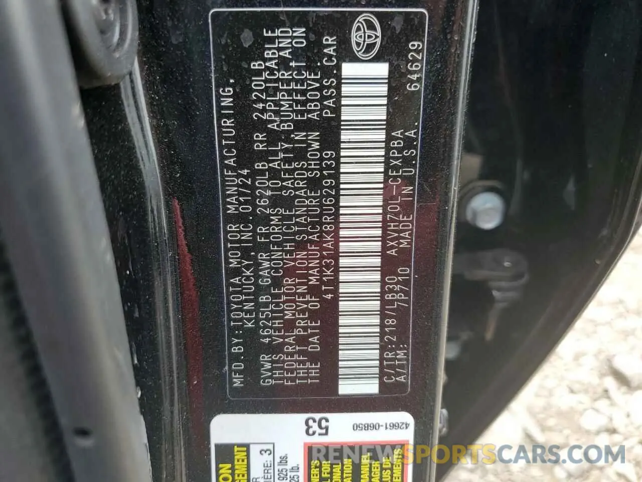 12 Photograph of a damaged car 4T1K31AK8RU629139 TOYOTA CAMRY 2024