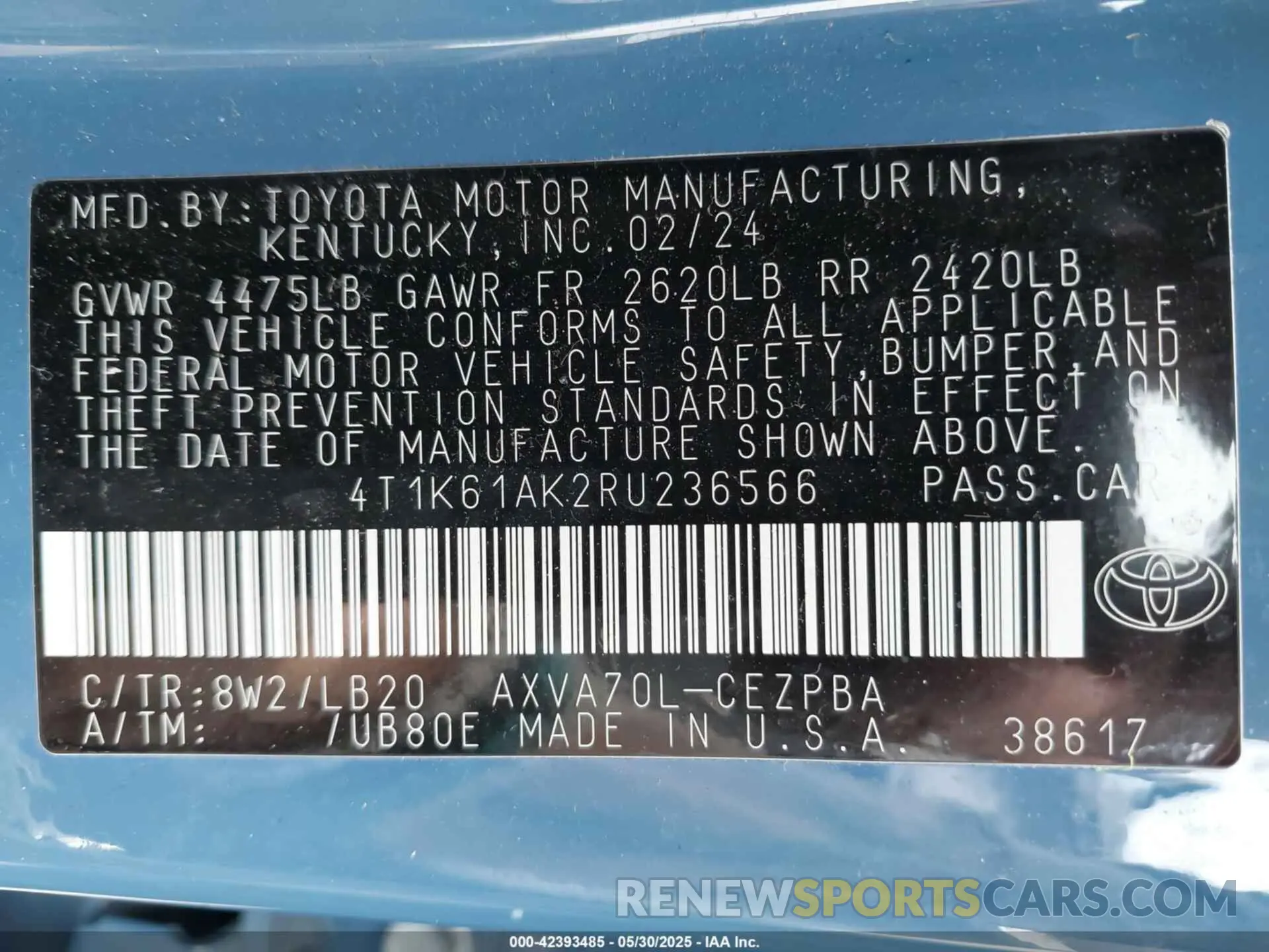 9 Photograph of a damaged car 4T1K61AK2RU236566 TOYOTA CAMRY 2024